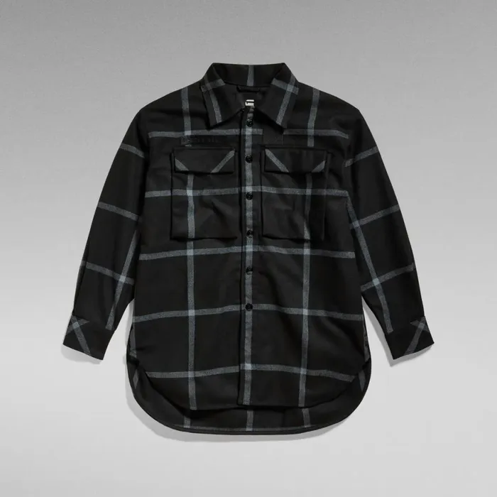 Overshirts Women GStar RAW Regular Boyfriend Overshirt Dark Black Louis Check