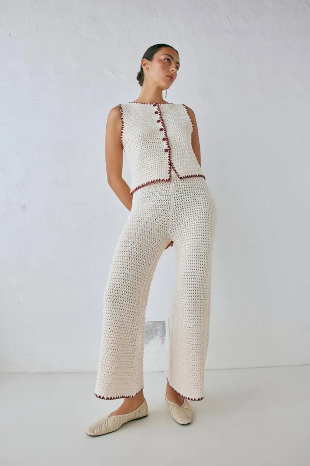 Pants Women VRG GRL Stella Knit Pants Cream Pants Women VRG GRL Stella Knit Pants Cream
