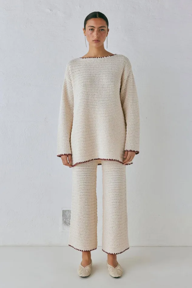 Pants Women VRG GRL Stella Knit Pants Cream Pants Women VRG GRL Stella Knit Pants Cream