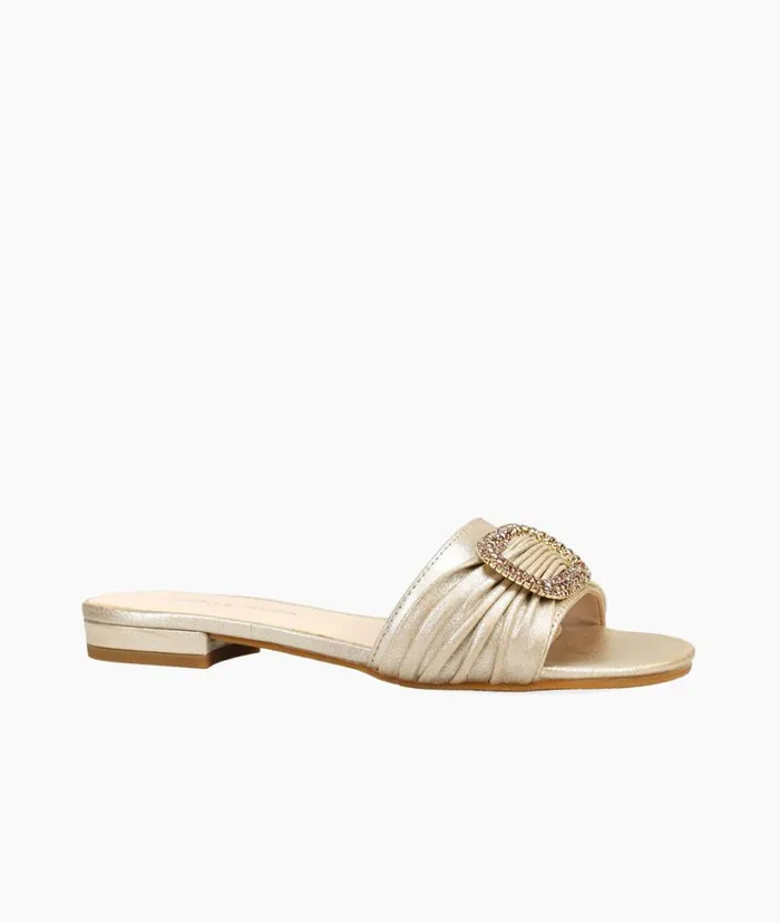 Pelle Moda Besse Slide 8211 Gold Platinum Gold Metallic Suede Women Sandals Pelle Moda Besse Slide 8211 Gold Platinum Gold Metallic Suede Women Sandals