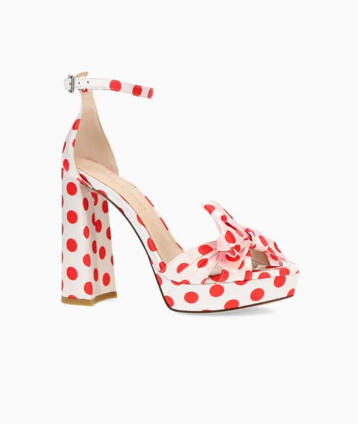 Pelle Moda Gema Platform 8211 WhiteRed WhiteRedPolkaDotSatin Women High Heels Pelle Moda Gema Platform 8211 WhiteRed WhiteRedPolkaDotSatin Women High Heels