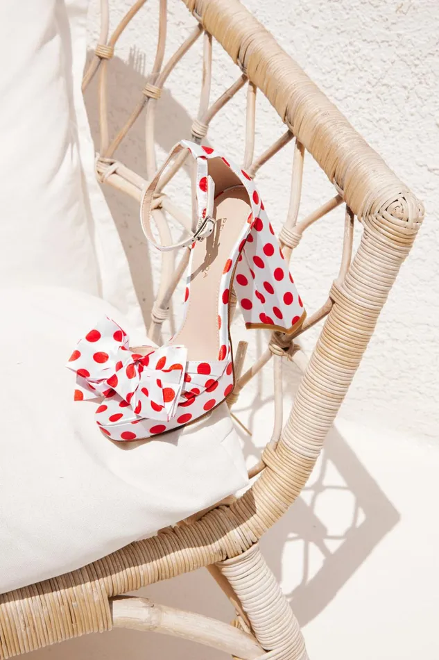 Pelle Moda Gema Platform 8211 WhiteRed WhiteRedPolkaDotSatin Women High Heels Pelle Moda Gema Platform 8211 WhiteRed WhiteRedPolkaDotSatin Women High Heels