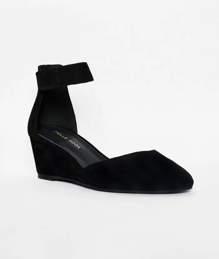 Pelle Moda Kitty Wedge 8211 Black Black Kid Suede Women Wedges Pelle Moda Kitty Wedge 8211 Black Black Kid Suede Women Wedges