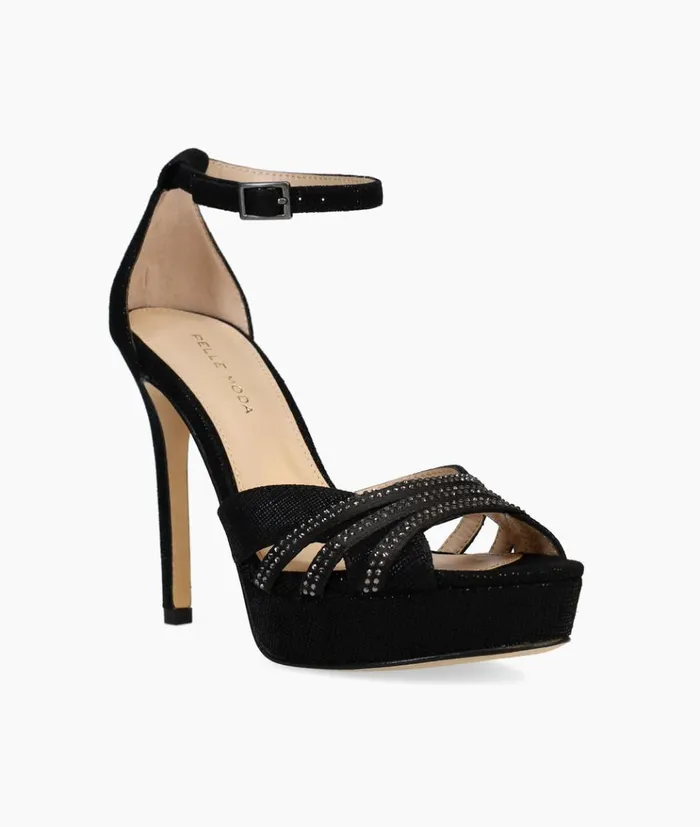 Pelle Moda Olwyn Platform 8211 Black Black SatinCross Metallic Suede Women High Heels Pelle Moda Olwyn Platform 8211 Black Black SatinCross Metallic Suede Women High Heels