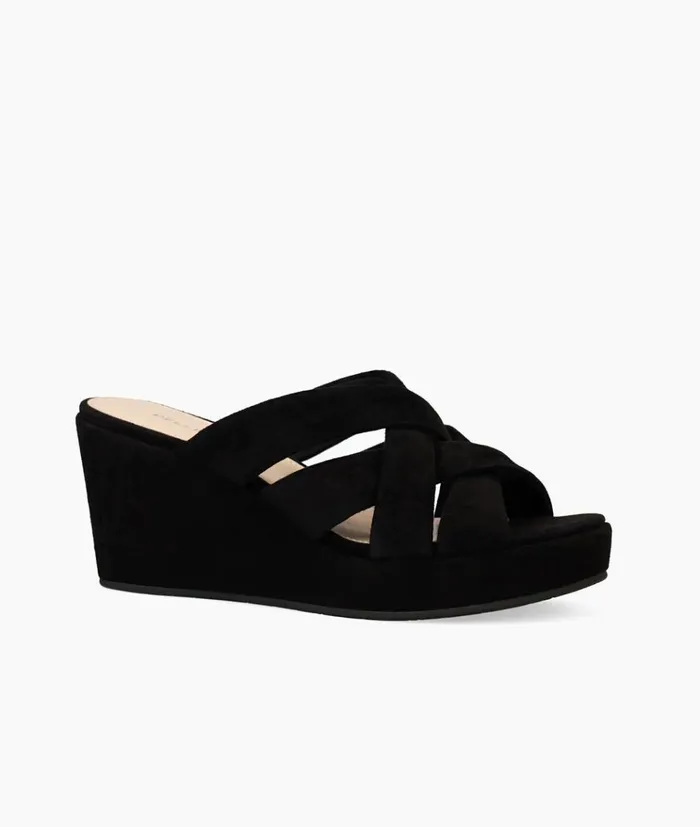 Pelle Moda Wilona Wedge 8211 Black Black Kid Suede Women Wedges Pelle Moda Wilona Wedge 8211 Black Black Kid Suede Women Wedges
