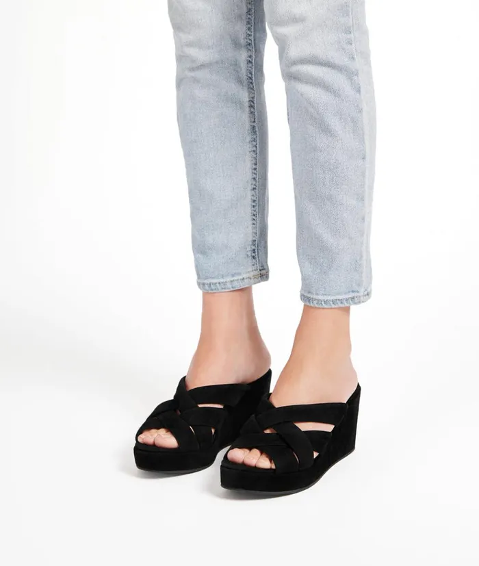 Pelle Moda Wilona Wedge 8211 Black Black Kid Suede Women Wedges Pelle Moda Wilona Wedge 8211 Black Black Kid Suede Women Wedges