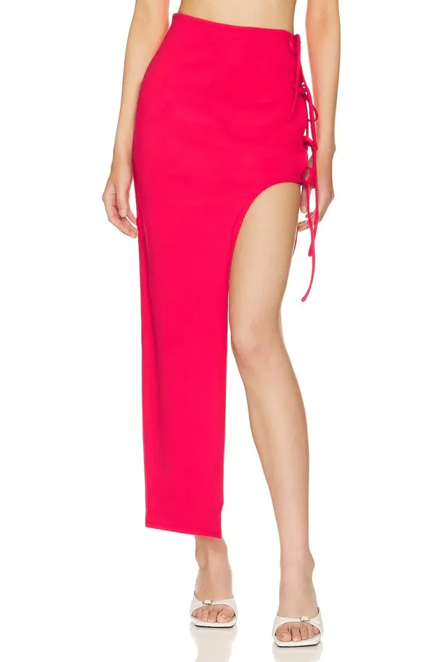 Penrose Asymmetric Skirt Lipstick Red Women Lovers and Friends Skirts