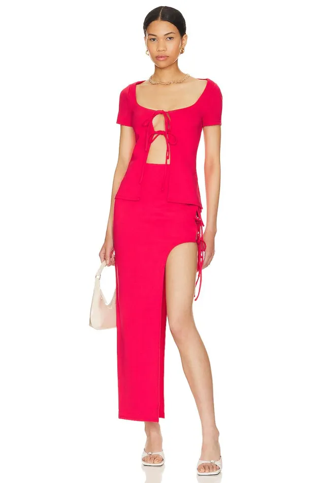Penrose Asymmetric Skirt Lipstick Red Women Lovers and Friends Skirts