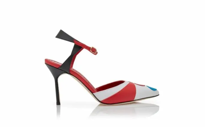 Pumps Women Manolo Blahnik ARMINDAWhite Red And Black Nappa Leather Pumps Pumps Women Manolo Blahnik ARMINDAWhite Red And Black Nappa Leather Pumps