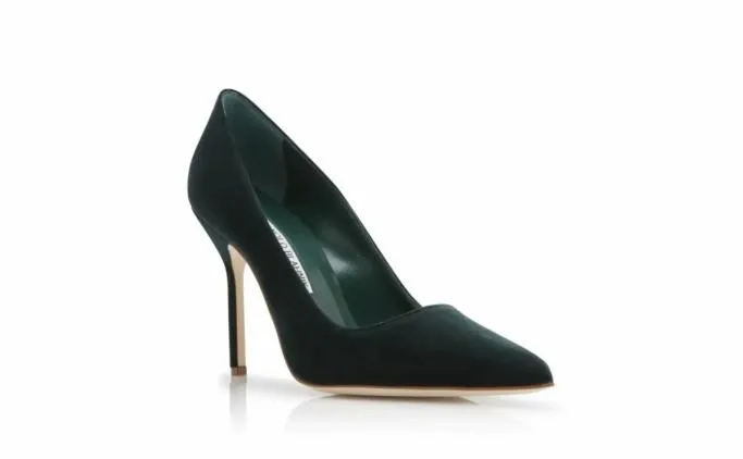Pumps Women Manolo Blahnik BB VELVETDark Green Velvet Pointed Toe Pumps Pumps Women Manolo Blahnik BB VELVETDark Green Velvet Pointed Toe Pumps