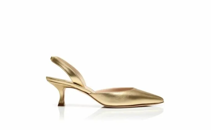 Pumps Women Manolo Blahnik CAROLYNE 50Gold Nappa Leather Slingback Pumps Pumps Women Manolo Blahnik CAROLYNE 50Gold Nappa Leather Slingback Pumps