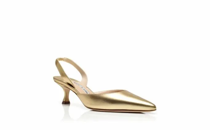 Pumps Women Manolo Blahnik CAROLYNE 50Gold Nappa Leather Slingback Pumps Pumps Women Manolo Blahnik CAROLYNE 50Gold Nappa Leather Slingback Pumps