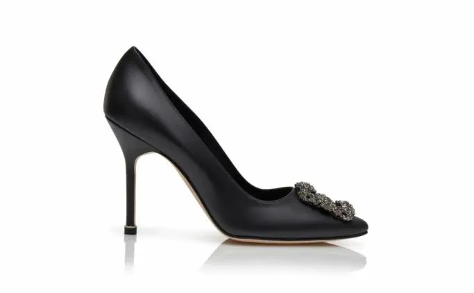 Pumps Women Manolo Blahnik HANGISIBlack Calf Leather Jewel Buckle Pumps Pumps Women Manolo Blahnik HANGISIBlack Calf Leather Jewel Buckle Pumps