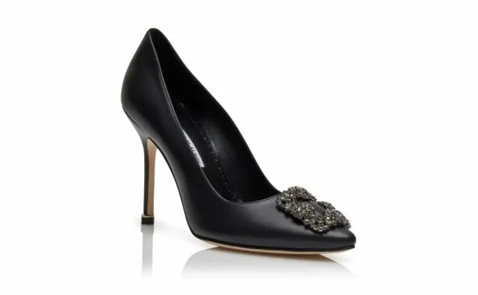 Pumps Women Manolo Blahnik HANGISIBlack Calf Leather Jewel Buckle Pumps Pumps Women Manolo Blahnik HANGISIBlack Calf Leather Jewel Buckle Pumps