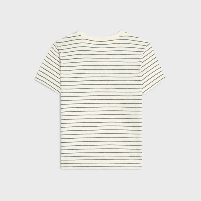 Regular Triomphe TShirt In Striped Jersey White Grey Black Men CELINE TSHIRTS AND SWEATSHIRTS
