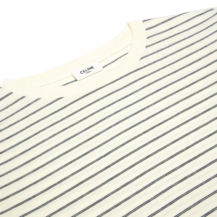 Regular Triomphe TShirt In Striped Jersey White Grey Black Men CELINE TSHIRTS AND SWEATSHIRTS