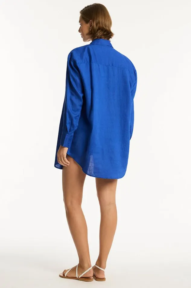 Resort Linen Cover Up 8211 Cobalt Resort Linen Women Sea Level Linen