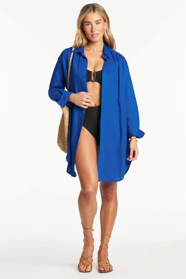 Resort Linen Cover Up 8211 Cobalt Resort Linen Women Sea Level Linen