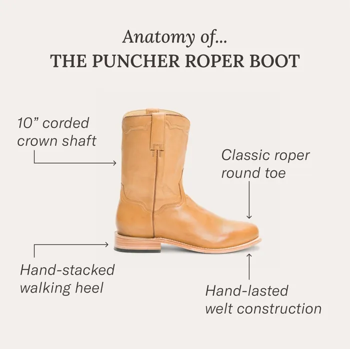 Ropers Men Stetson Puncher Boots Brown