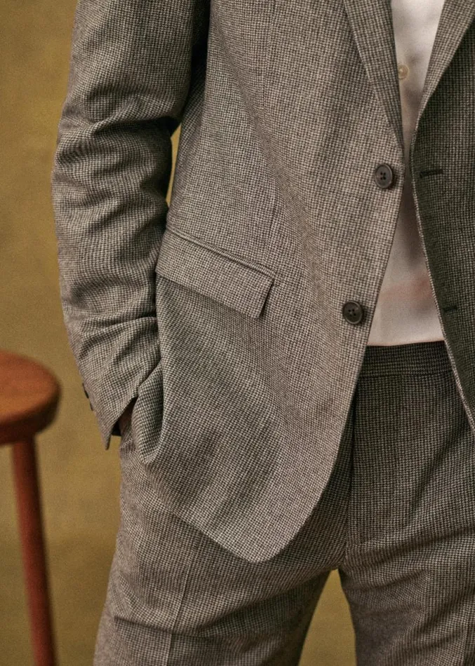 Szane Jackets and Coats Mens Lucas Jacket Beige Houndstooth