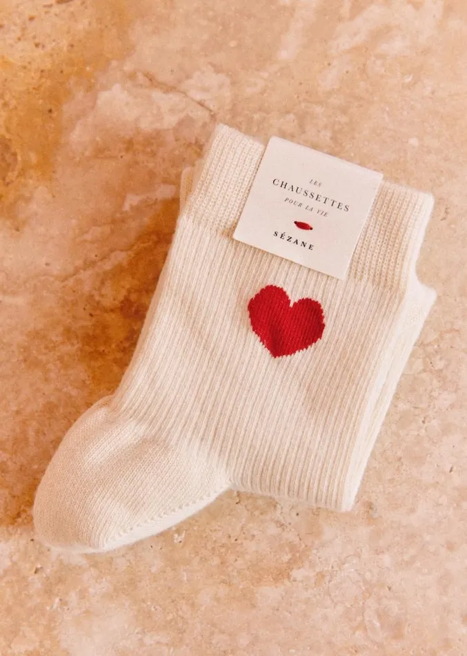 Szane Loafers and Sneakers Womens Heart Socks Red