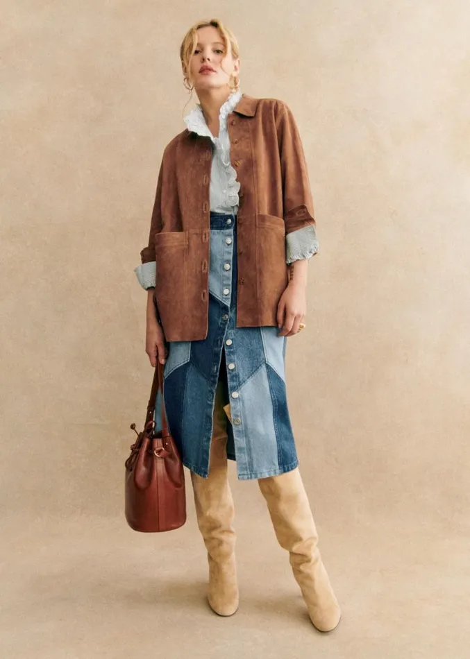 Szane Skirts and Shorts Womens Alexane Skirt Denim Patchwork