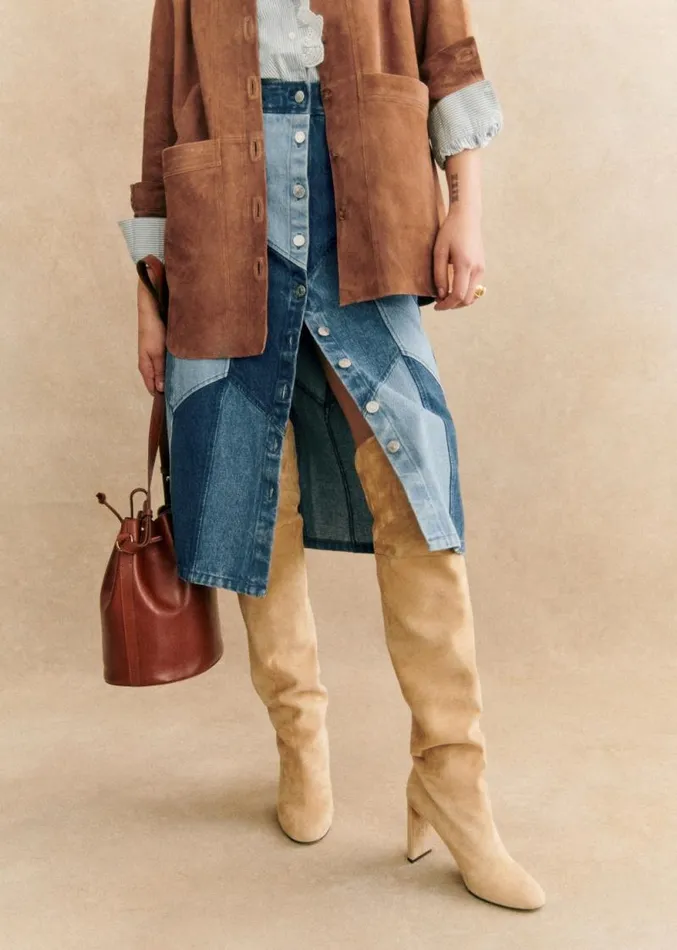 Szane Skirts and Shorts Womens Alexane Skirt Denim Patchwork