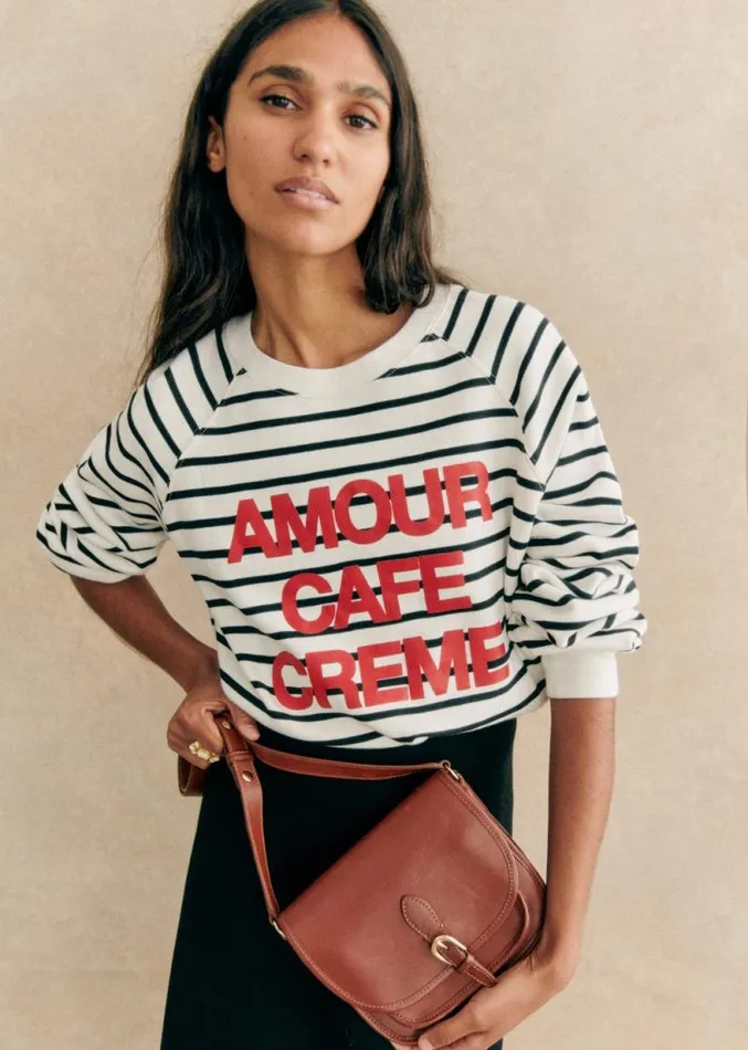 Szane Sweatshirts Womens Amour Caf Crme Sweatshirt Natural Navy