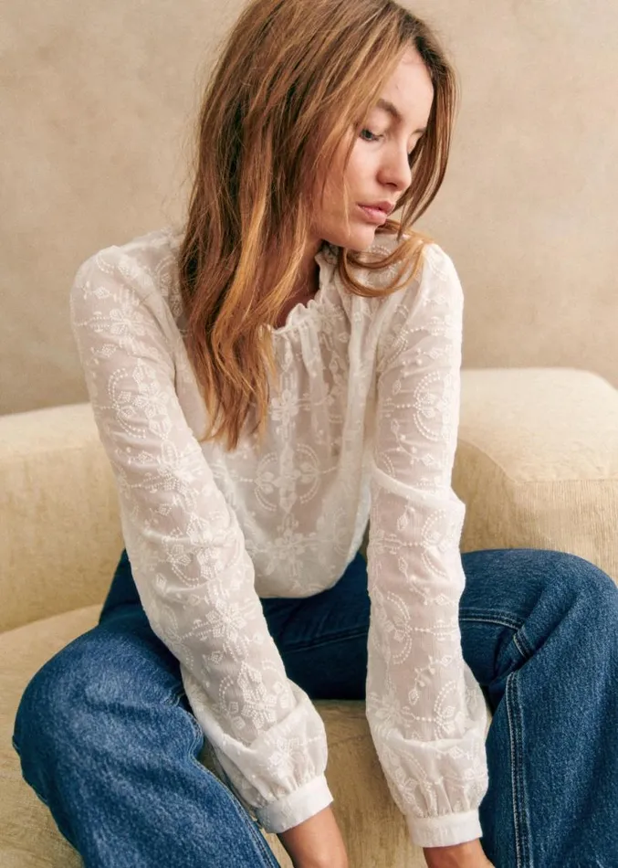 Szane Tops Womens Valentine Blouse Ecru