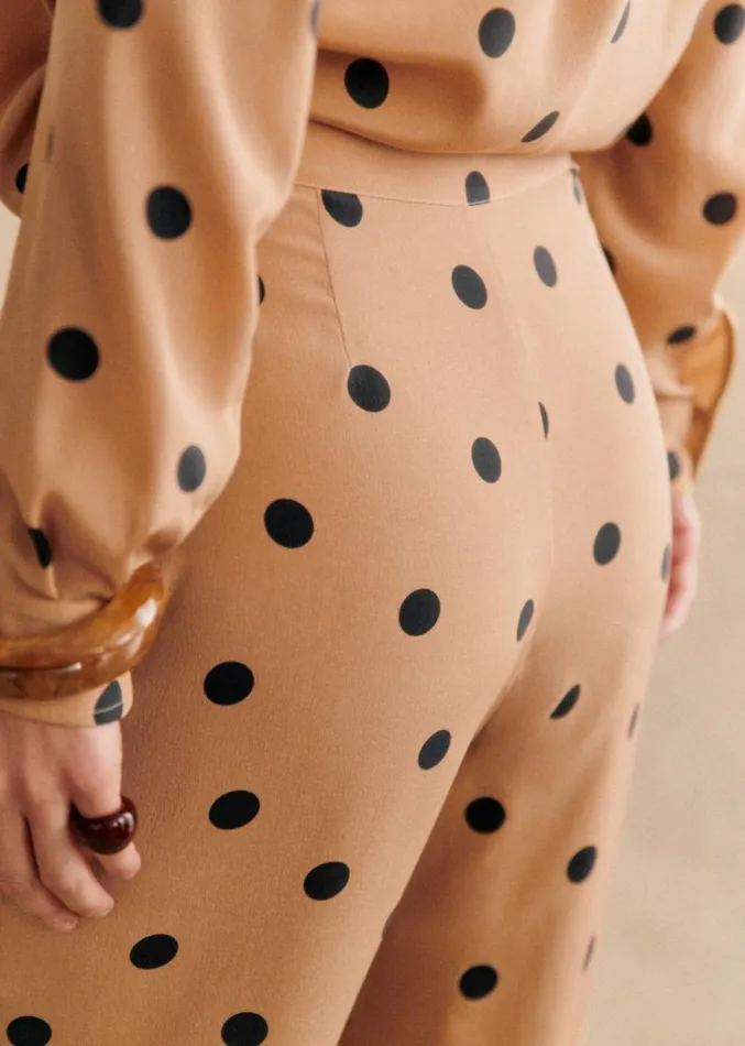 Szane Trousers and Jumpsuits Womens Baptisto Trousers Beige Black Polka Dots