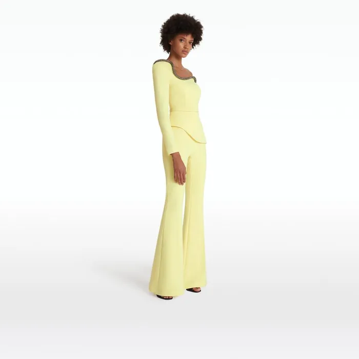 Safiyaa Aime Pale Yellow Top Women Tops