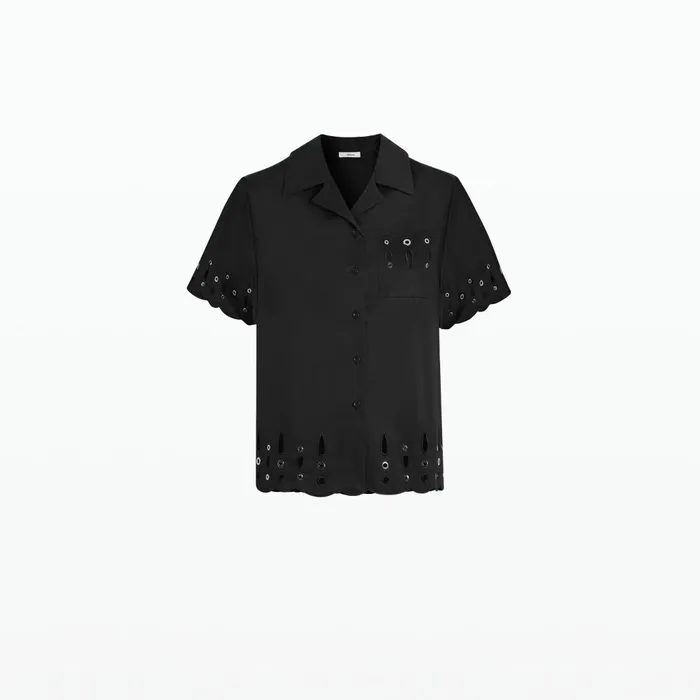 Safiyaa Aleinor Black Cotton Top Women Tops