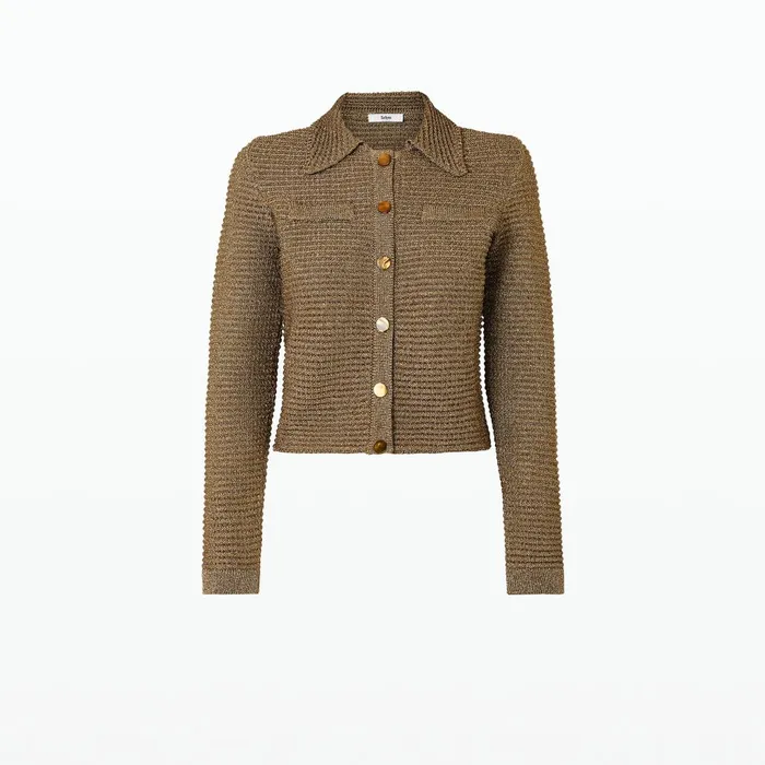 Safiyaa Artemis Gold Knit Jacket Women Knitwear