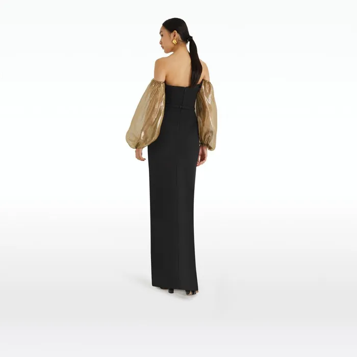 Safiyaa Auriel Black and Gold Long Dress Women Dresses