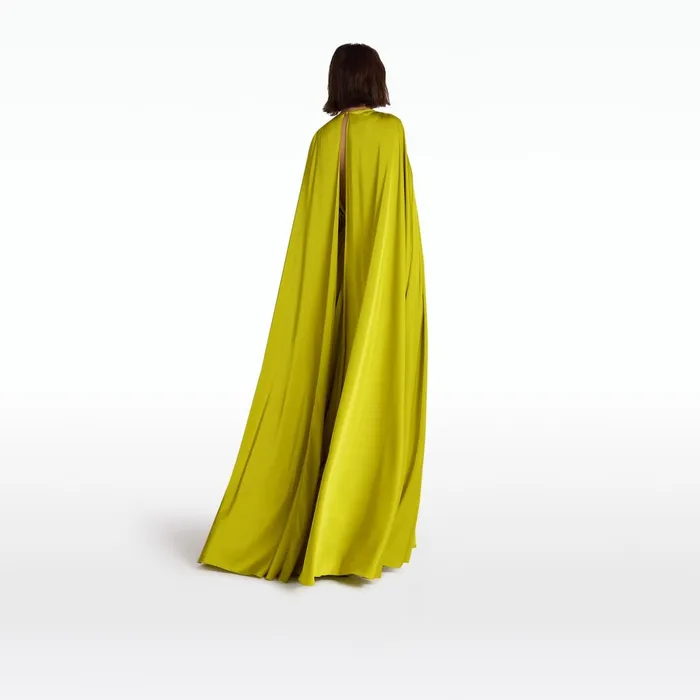Safiyaa Bianca Chartreuse Long Dress Women Capes and Harnesses