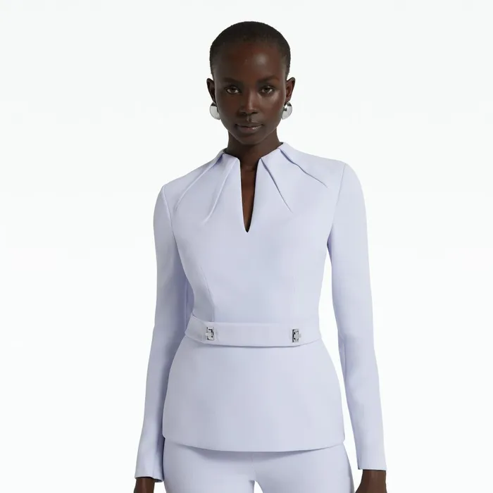 Safiyaa Blanca Silk Blue Top Women Tops