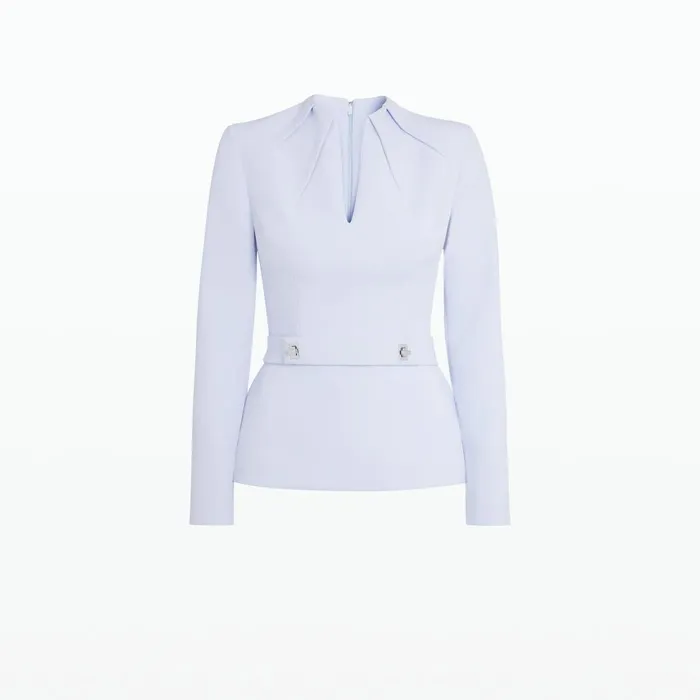Safiyaa Blanca Silk Blue Top Women Tops