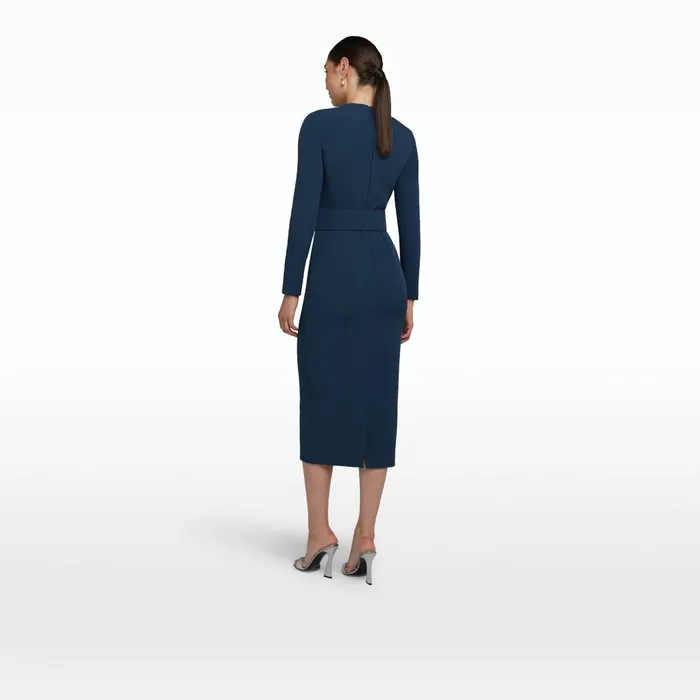 Safiyaa Brunna Ink Blue Midi Dress Women Dresses