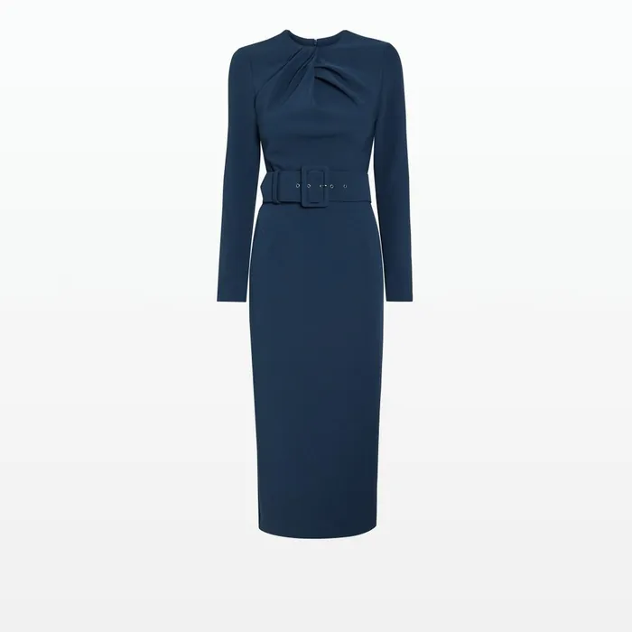 Safiyaa Brunna Ink Blue Midi Dress Women Dresses
