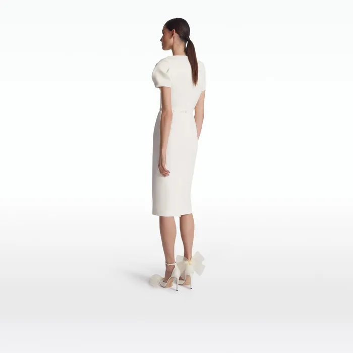 Safiyaa Callina Ivory Embroidered Midi Dress Women Dresses