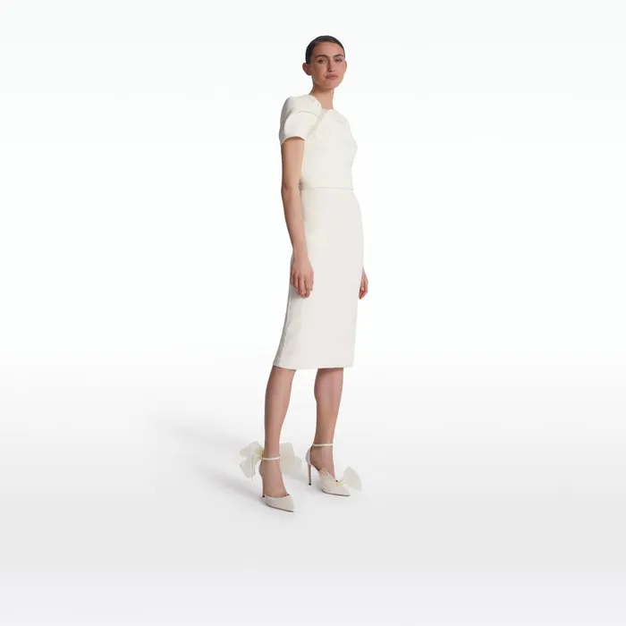 Safiyaa Callina Ivory Embroidered Midi Dress Women Dresses