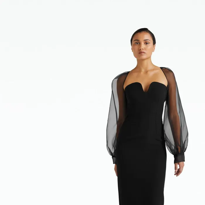 Safiyaa Catalina Black Midi Dress Women Dresses