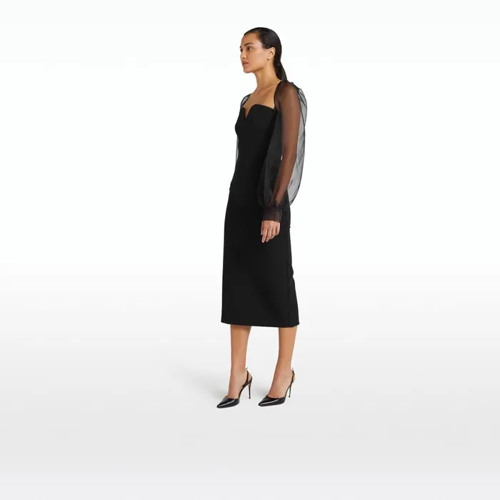 Safiyaa Catalina Black Midi Dress Women Dresses