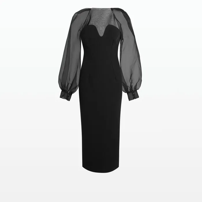 Safiyaa Catalina Black Midi Dress Women Dresses