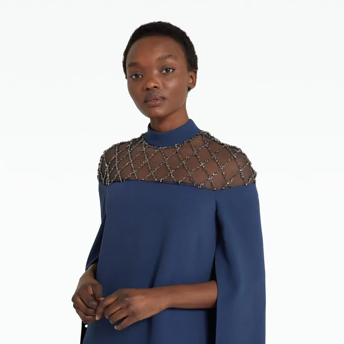 Safiyaa Clemantis Ink Blue Long Dress Women Dresses