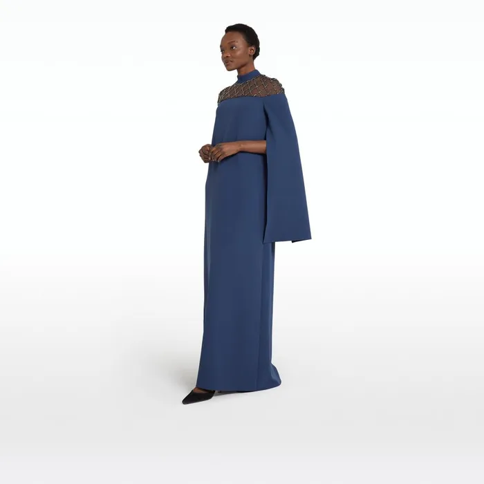 Safiyaa Clemantis Ink Blue Long Dress Women Dresses