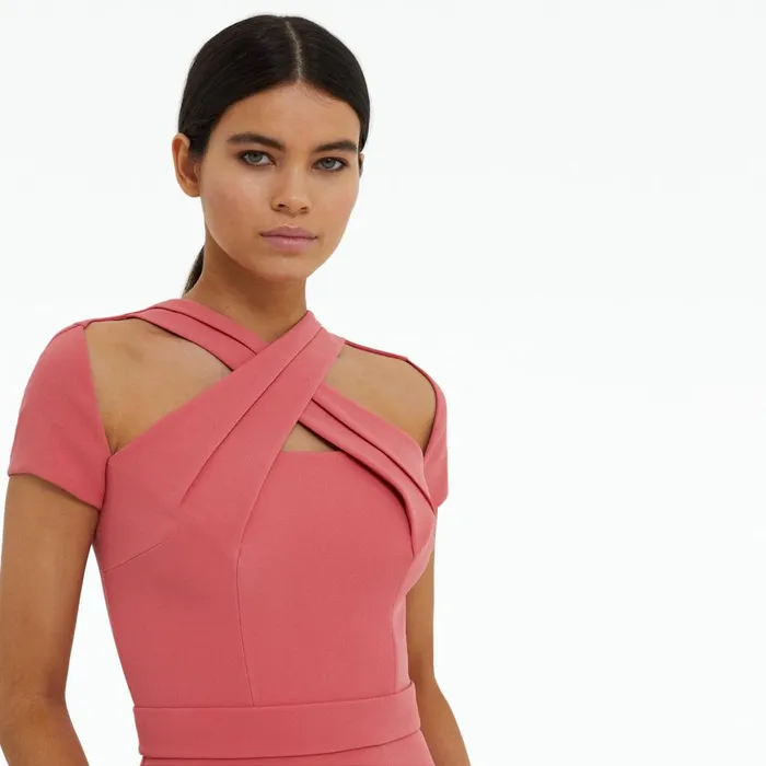 Safiyaa Cressida Terracotta Midi Dress Women Dresses
