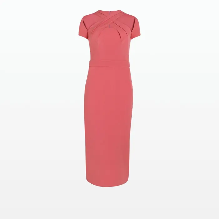 Safiyaa Cressida Terracotta Midi Dress Women Dresses