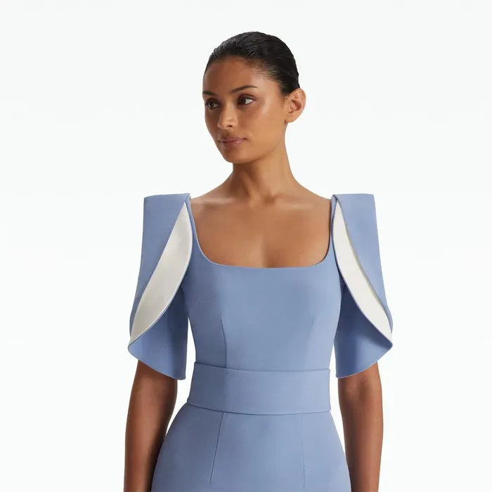 Safiyaa Dara Blue Ash Long Dress Women Dresses