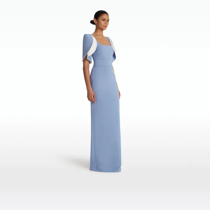 Safiyaa Dara Blue Ash Long Dress Women Dresses